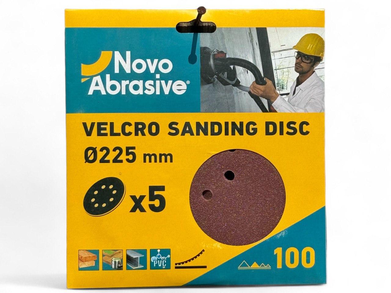 Круг шлифовальный NovoAbrasive Р100 на липучке с отверстиями 225 мм 5 шт. (23812399)