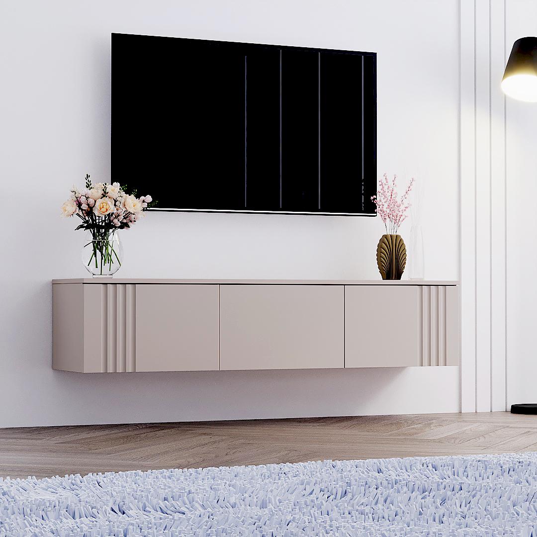 Тумба ТВ DiPortes Портленд навісна К-507 МДФ 150/33/35 см Кашемір (01186)