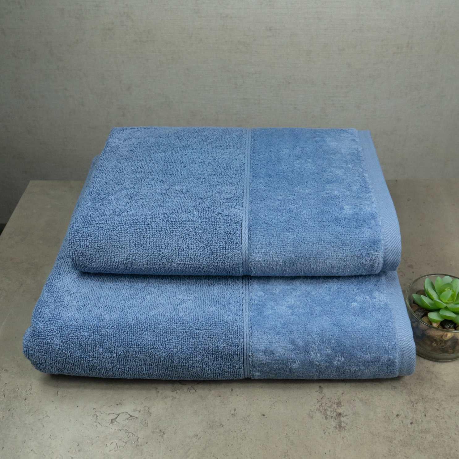Набор полотенец GM Textile Milado велюр/махра 50x90 см/70x140 см 2 шт. Синий (550-milado-k2-dblue)