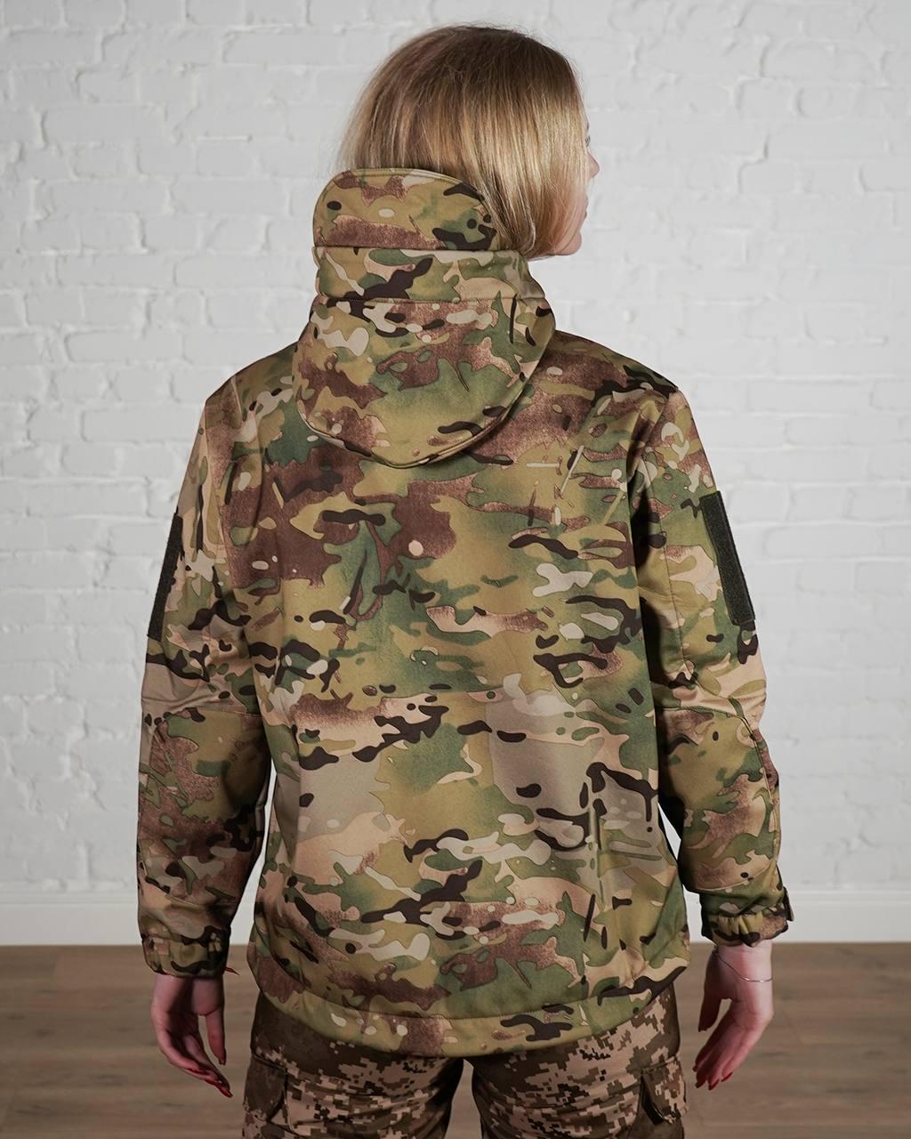 Куртка военная женская SoftShell трехслойная осень/зима S Мультикам (303) - фото 4