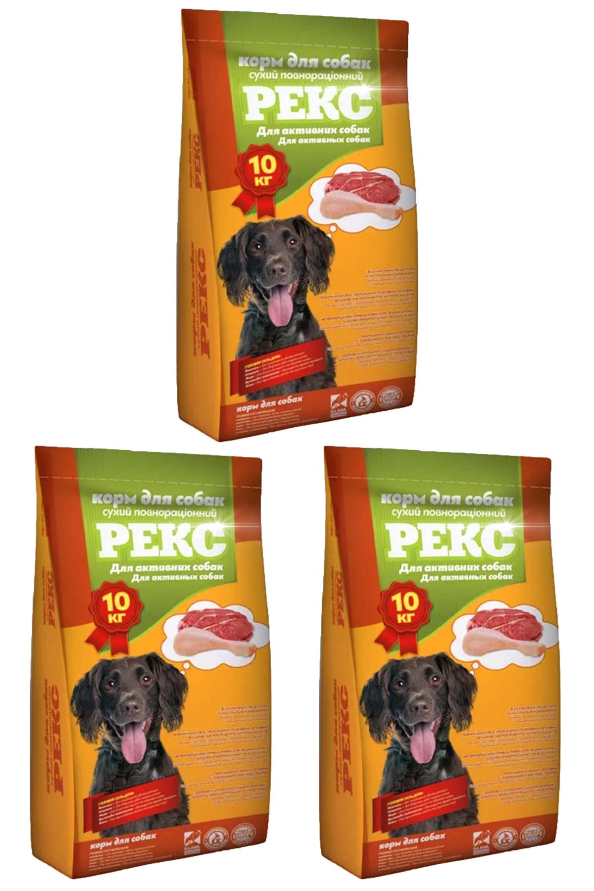 Корм сухий для собак Рекс для активних яловичина та курка 3 шт. 10 кг (341100799) - фото 1