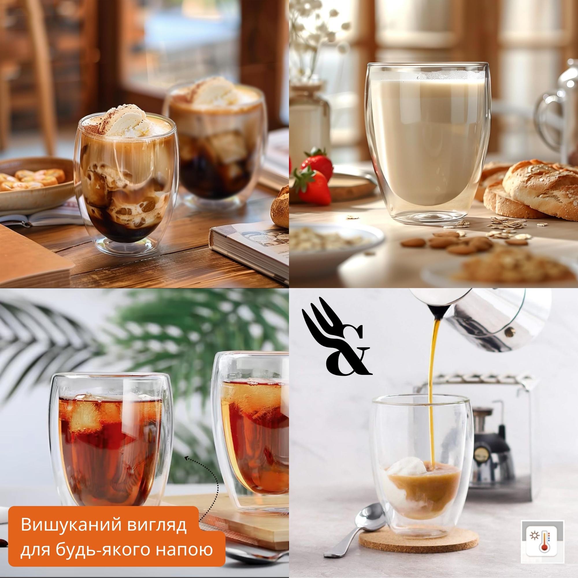 Набір склянок з подвійними стінками 350 мл 4 шт. (24407993) - фото 6