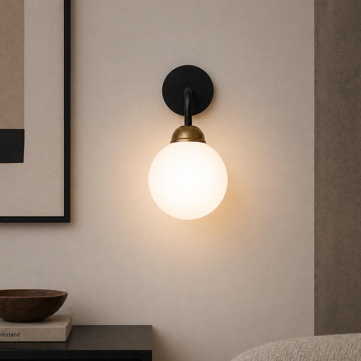 Настенный светильник MSK ELECTRIC Luna с металлическим каркасом под лампу Е27 Черный (PL 20260-1 BK)