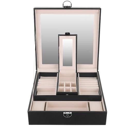 Скринька-органайзер для прикрас BeautyLushh з дзеркалом та ключем 25,5х25,5х30 см Чорний (27777814) - фото 3 Скринька-органайзер для прикрас BeautyLushh з дзеркалом та ключем 25,5х25,5х30 см Чорний (27777814) - фото 3