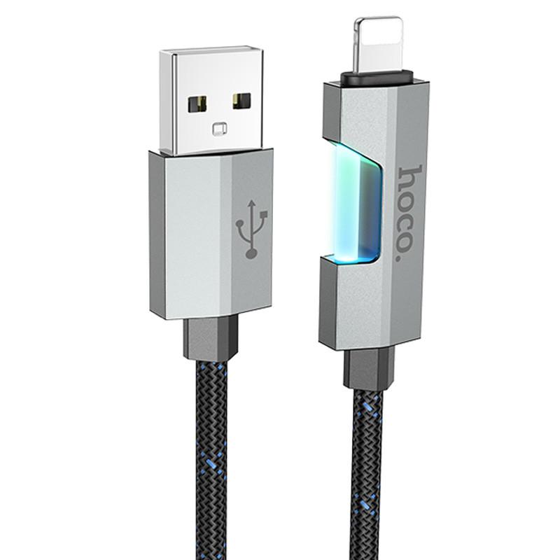 Дата-кабель Hoco U123 Regent colorful 2,4A USB to Lightning 1,2 м Black (00000069106_1)