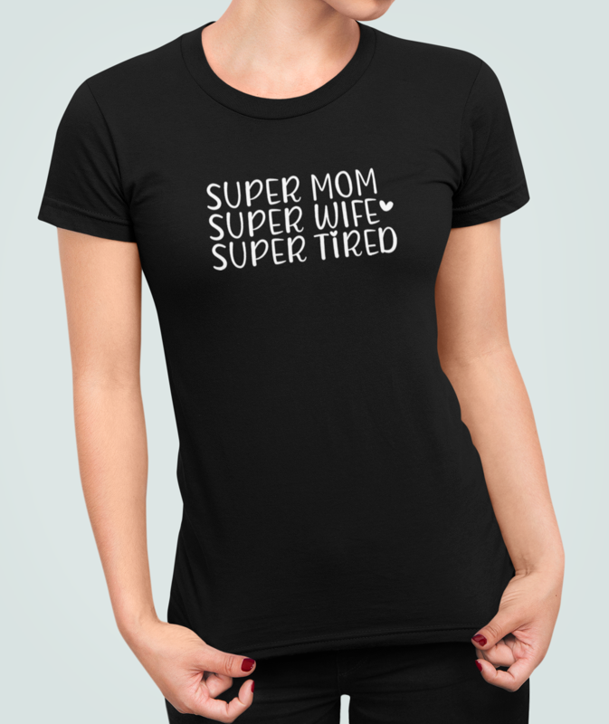 Футболка женская Stedman с принтом "Super mom super wife super tired" для мамы XXL Черный (МАМА7-1651195545)