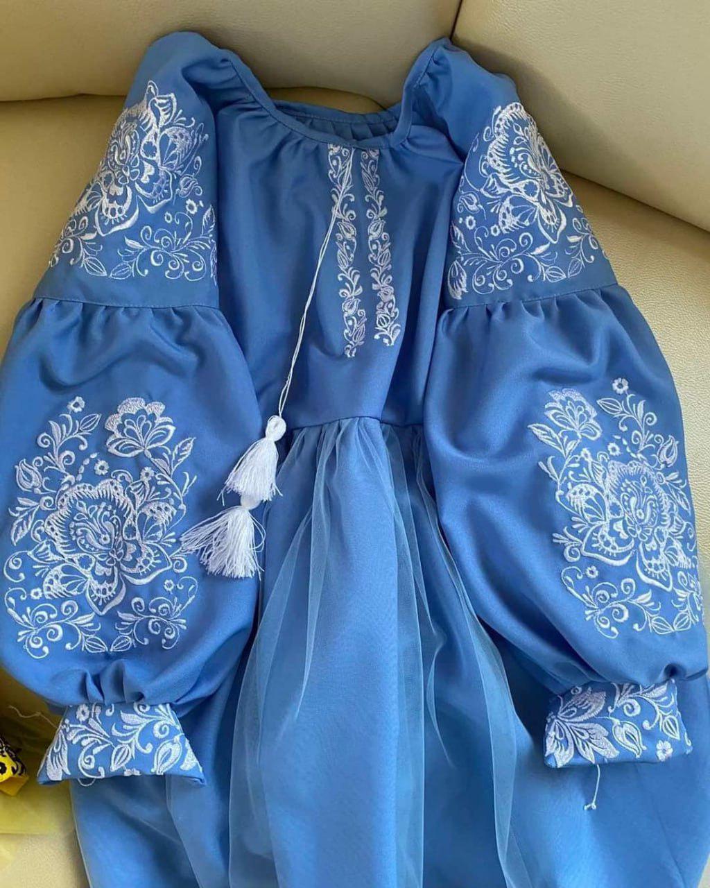Сукня вишиванка для дівчаток Пишна 158 см Блакитний - фото 4 Сукня вишиванка для дівчаток Пишна 158 см Блакитний - фото 4