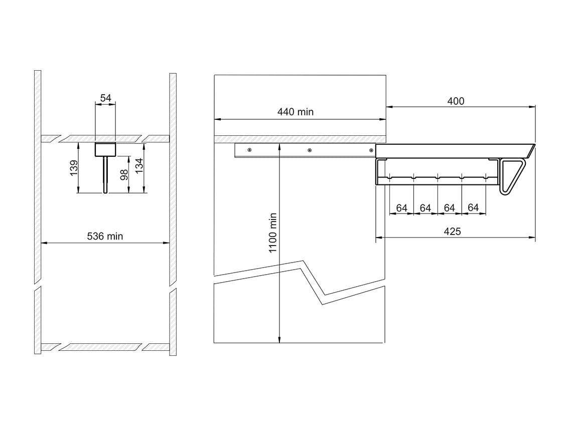 Вішалка для одягу Virno Home верхнього кріплення висувна з доводчиком 425х134х54 мм Сірий (133304) - фото 3