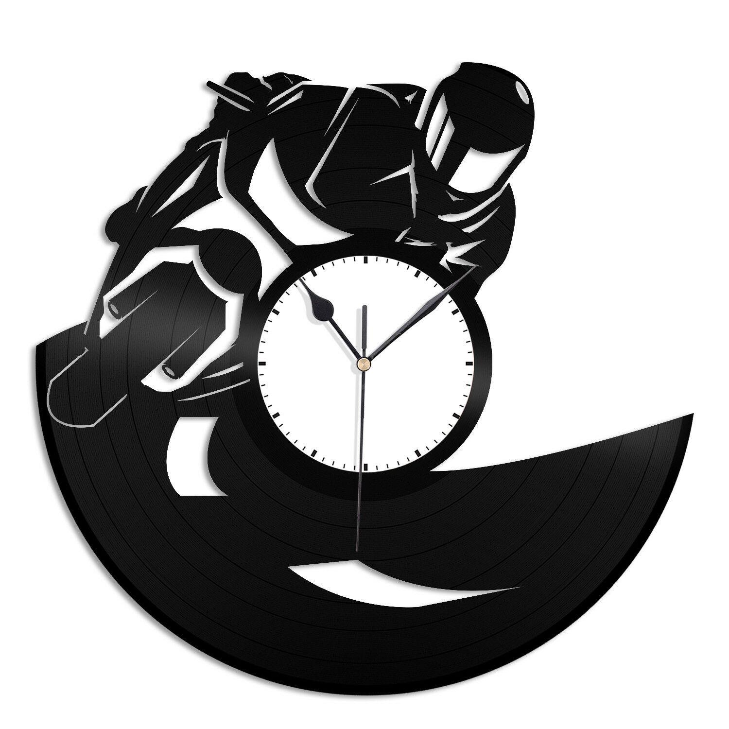 Часы настенные Мотогонщик 1697 из виниловой пластинки