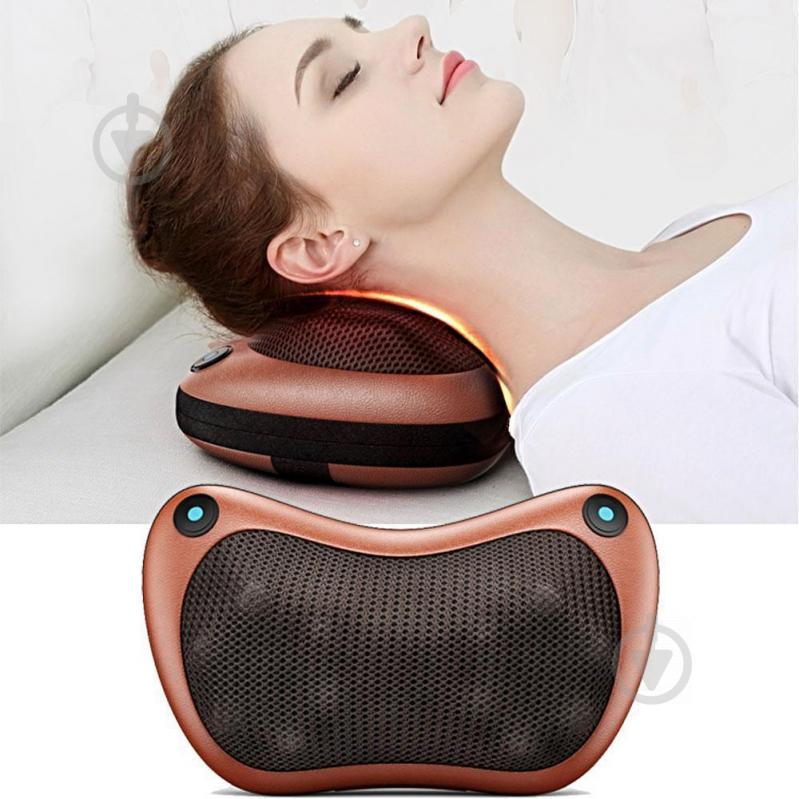 Массажер SUNROZ Neck Massager Pillow массажная подушка для области шеи и головы Коричневый (SUN1304_ - фото 4