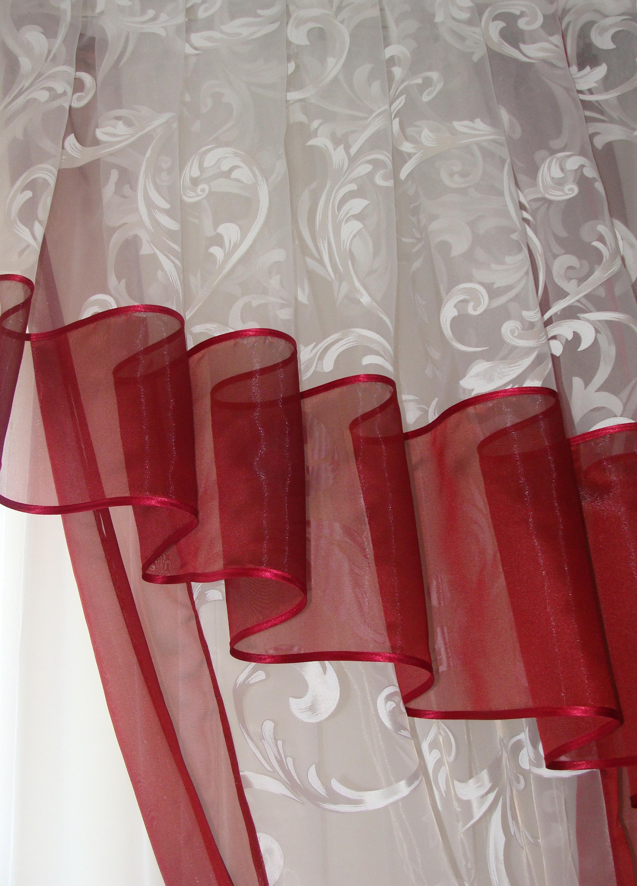 Ламбрекен із шторами Firanka Асиметрія Органза карниз 300 см Бордовий із молочним (40_1_3м) - фото 4