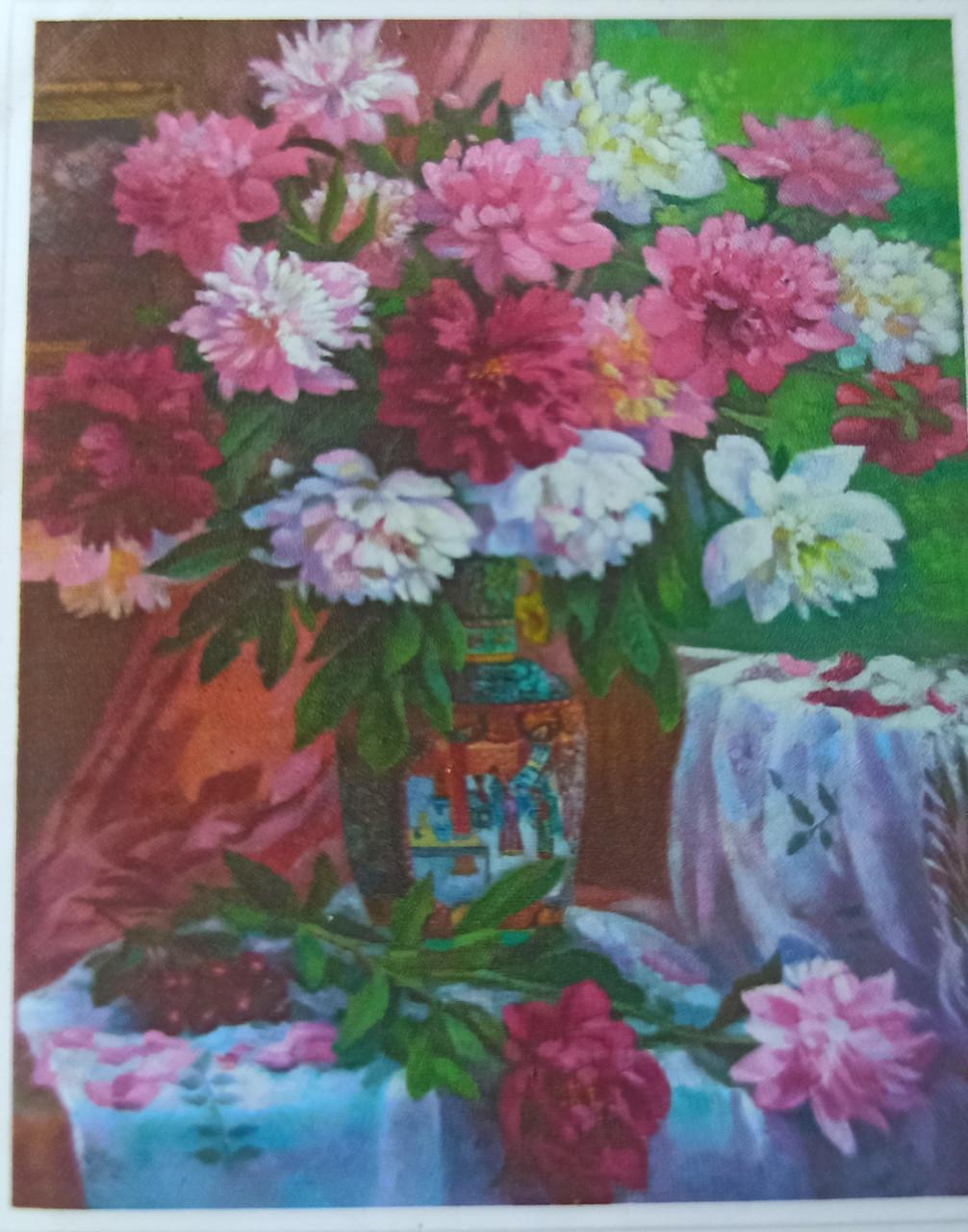 Алмазна вишивка Букет півонії у вазі повна викладка 5D 30х40 см (1795109368)