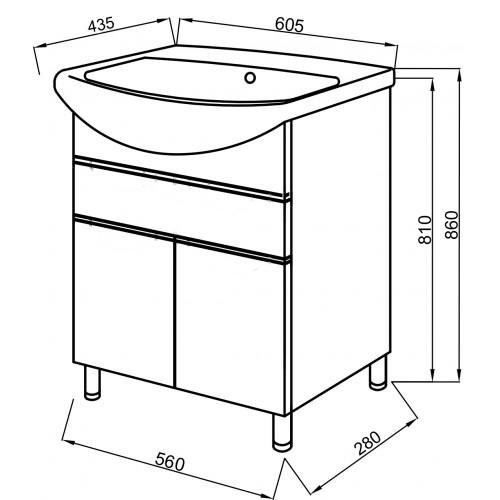 Тумба Ріо 60 Т-3 з умивальником Артеко (23465526) - фото 2 Тумба Ріо 60 Т-3 з умивальником Артеко (23465526) - фото 2