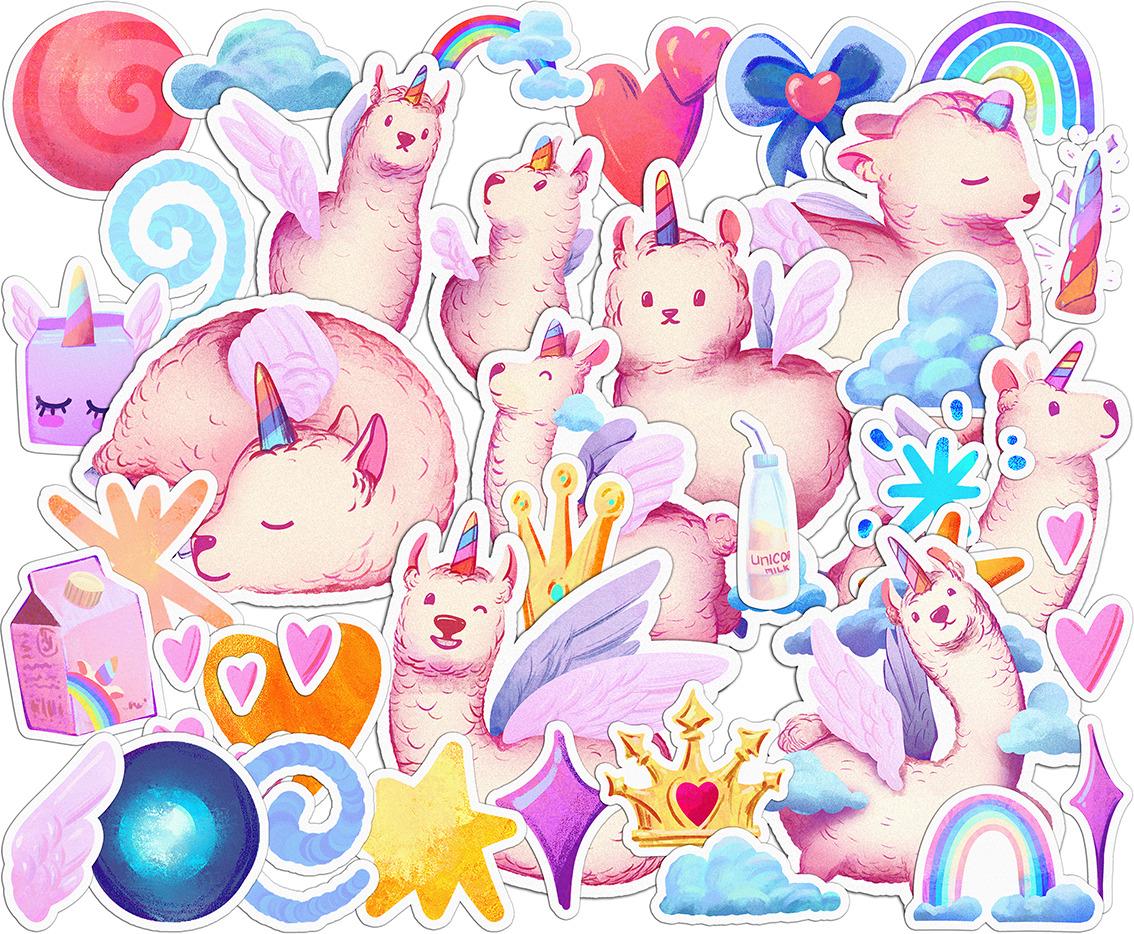 Набор стикеров Lex Altern Сладкая лама виниловые 37 шт. - фото 2 Набор стикеров Lex Altern Сладкая лама виниловые 37 шт. - фото 2