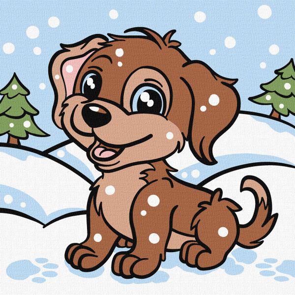 Картина по номерам Ideyka Игривый песик 25х25 см (Id-KHO6253)