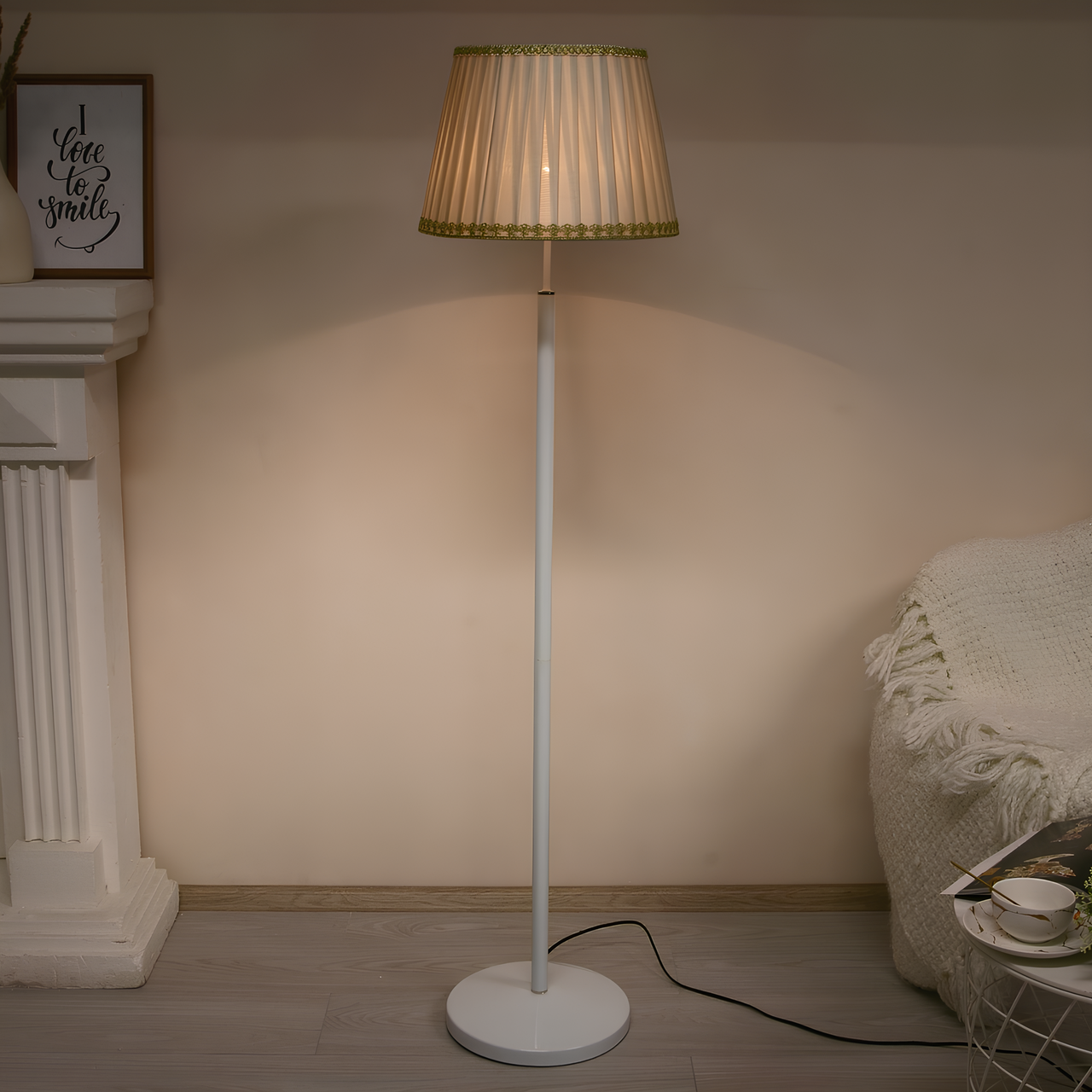 Торшер Svet с плиссированным абажуром под лампу Е27 Белый/кремовый (SWT-3510/BASE+SHADE WT) - фото 2 Торшер Svet с плиссированным абажуром под лампу Е27 Белый/кремовый (SWT-3510/BASE+SHADE WT) - фото 2