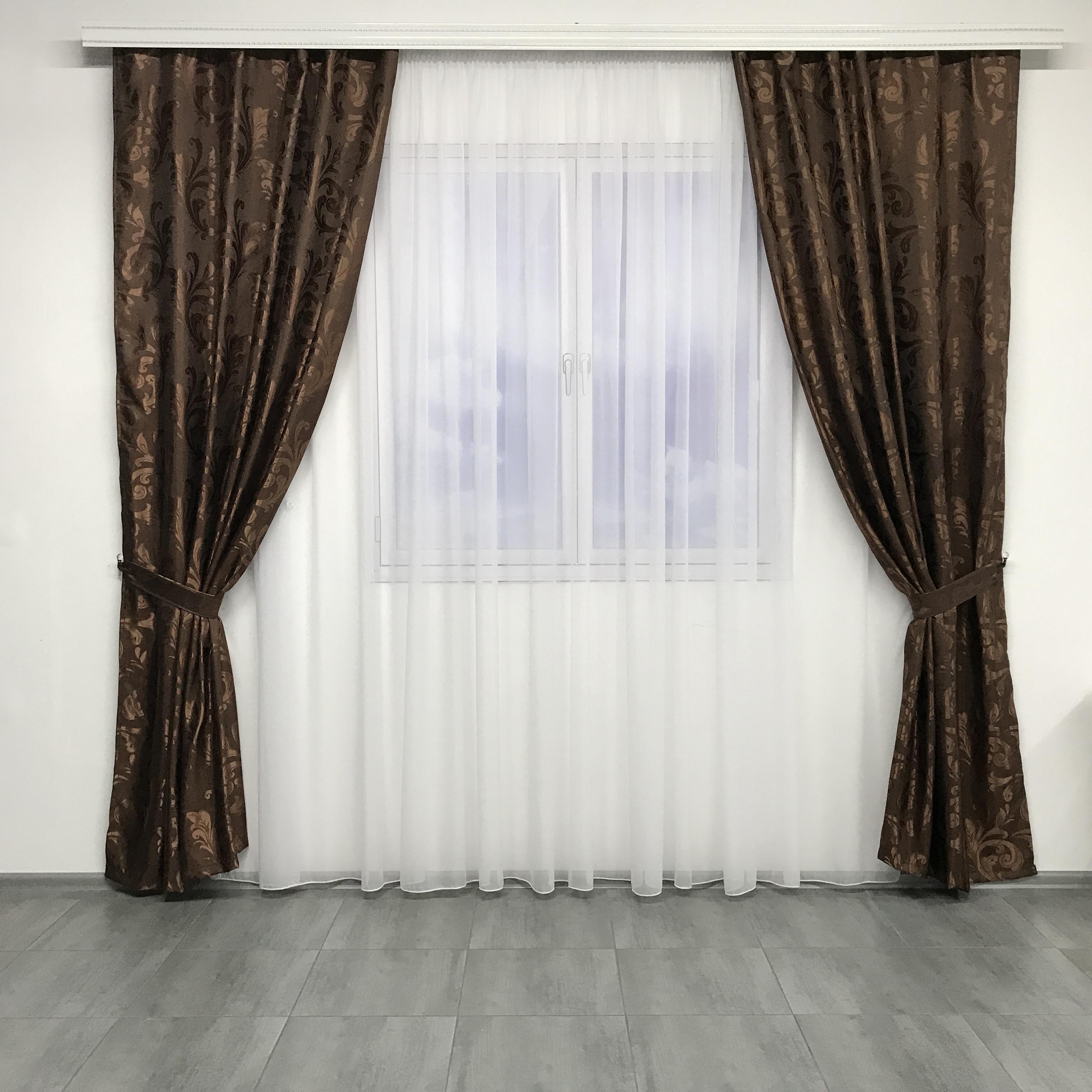 Шторы жаккардовые ALBO 150x270 см 2 шт. Шоколад (SH-С32-12)