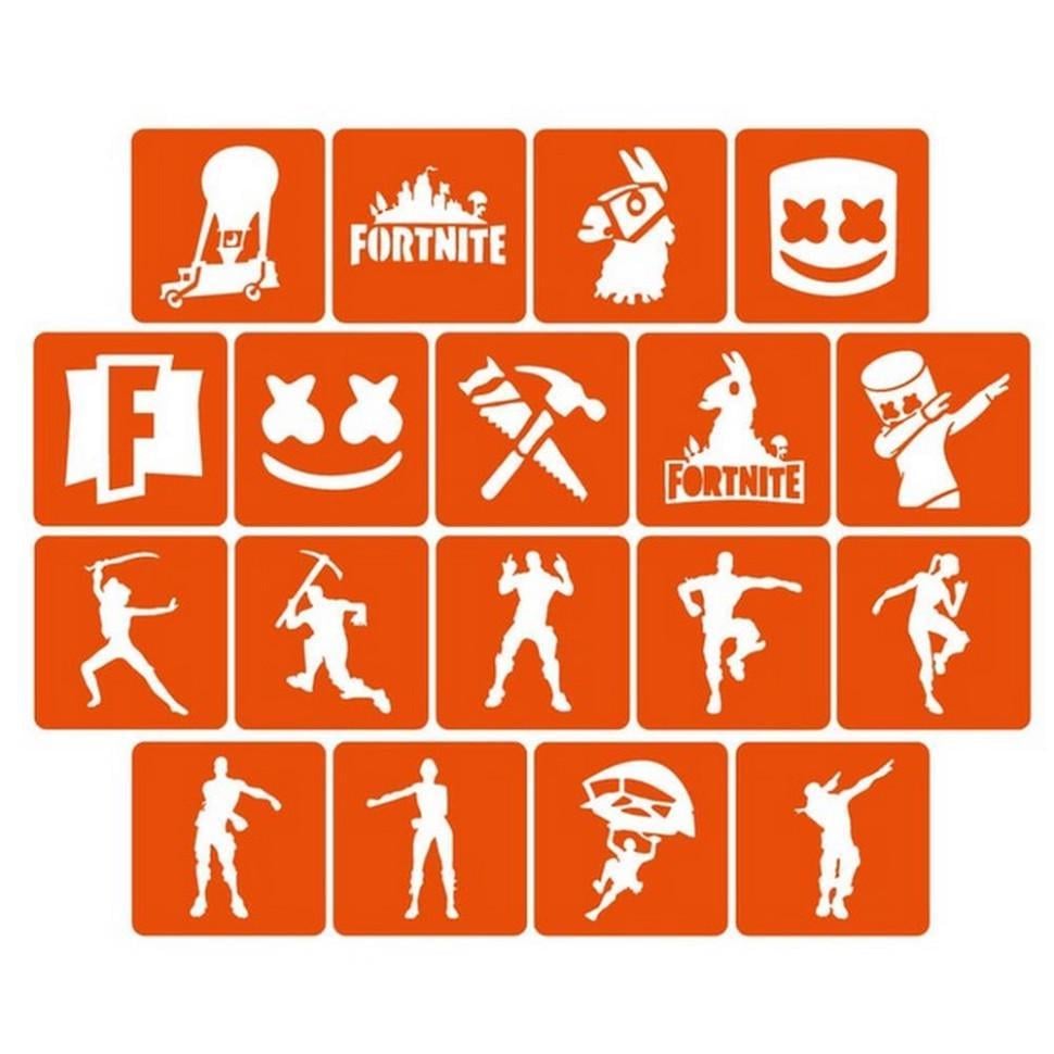 Набір трафаретів для біо-тату Fortnite (Fortnite_5x5_18_1)