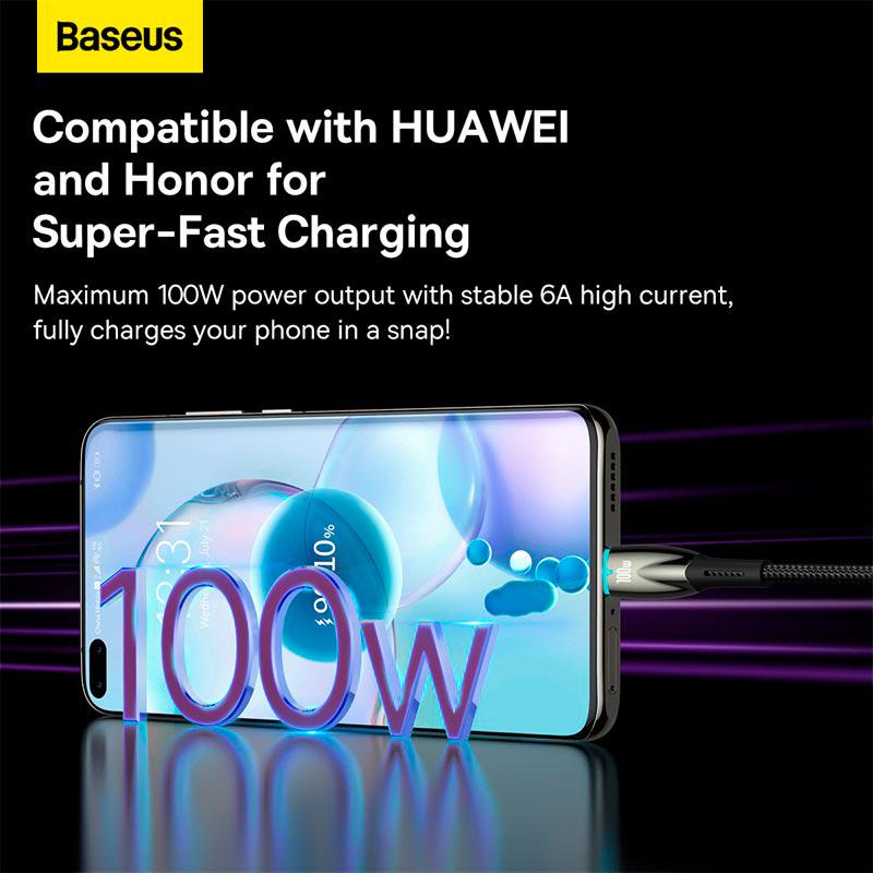 Кабель BASEUS Type-C Glimmer Series Fast Charging 200 см 100 W Black (CADH000501) - фото 11 Кабель BASEUS Type-C Glimmer Series Fast Charging 200 см 100 W Black (CADH000501) - фото 11