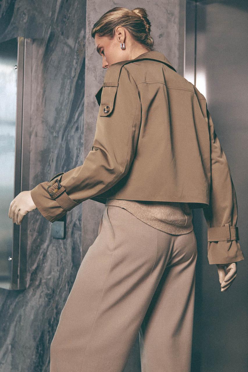 Тренч укороченный XXL-3XL Бежевый (2737785258) - фото 3