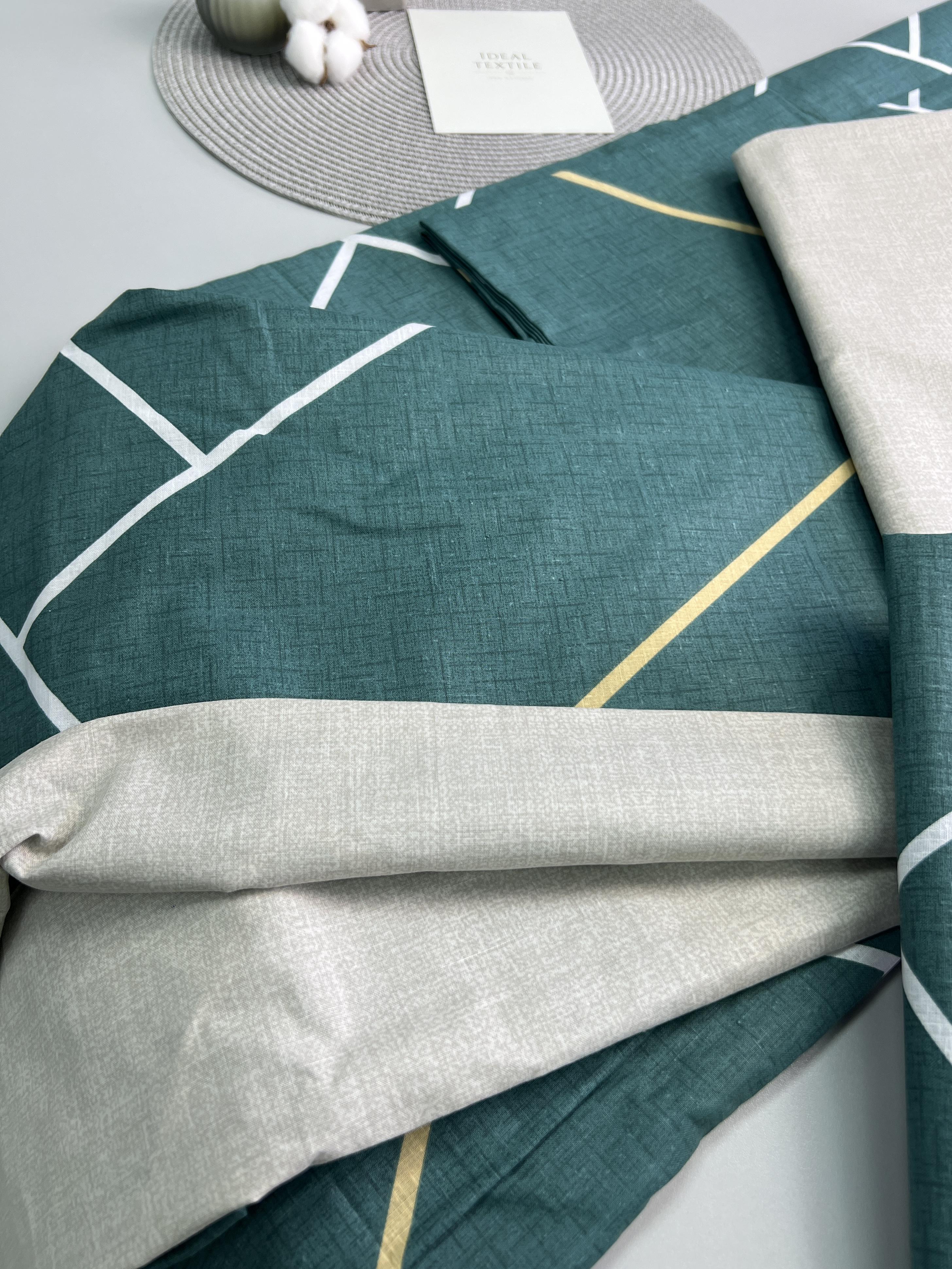 Комплект постельного белья Ideal Textile двуспальный евро бязь с геометрическим принтом Изумрудно-бирюзовый - фото 5 Комплект постельного белья Ideal Textile двуспальный евро бязь с геометрическим принтом Изумрудно-бирюзовый - фото 5