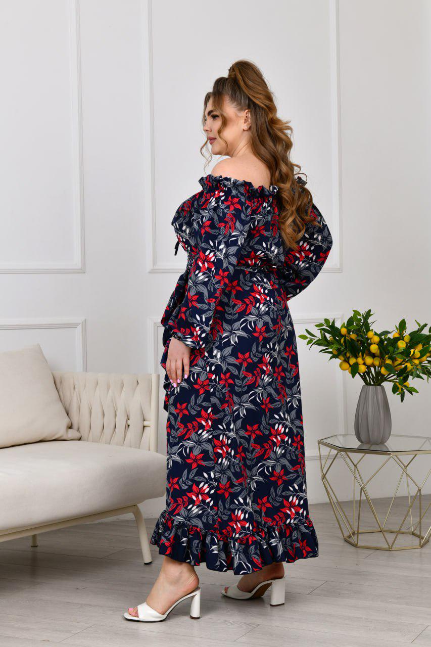 Сукня довга з розрізами р. 64-66 Синій (3641) - фото 4 Сукня довга з розрізами р. 64-66 Синій (3641) - фото 4