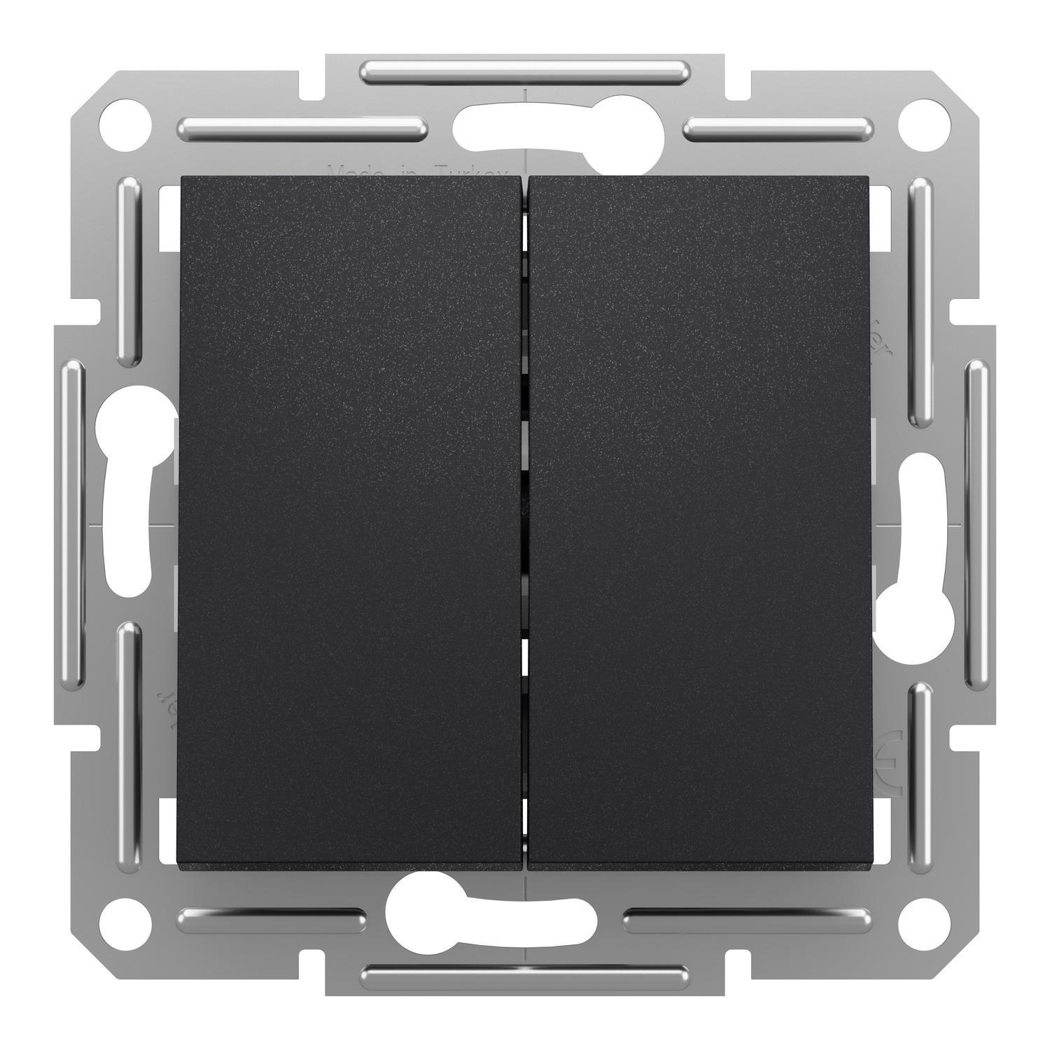 Кнопка двухклавишная Schneider Electric Asfora EPH1100171 Антрацитовый (00000025557) Кнопка двухклавишная Schneider Electric Asfora EPH1100171 Антрацитовый (00000025557)