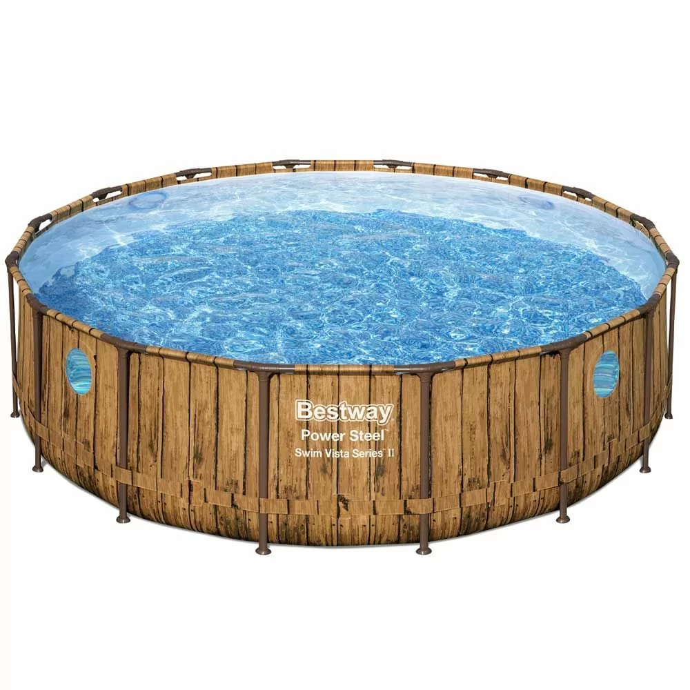 Бассейн каркасный Bestway Дерево 56725 с картриджным фильтром лестницей и тентом 488х122 см - фото 2 Бассейн каркасный Bestway Дерево 56725 с картриджным фильтром лестницей и тентом 488х122 см - фото 2