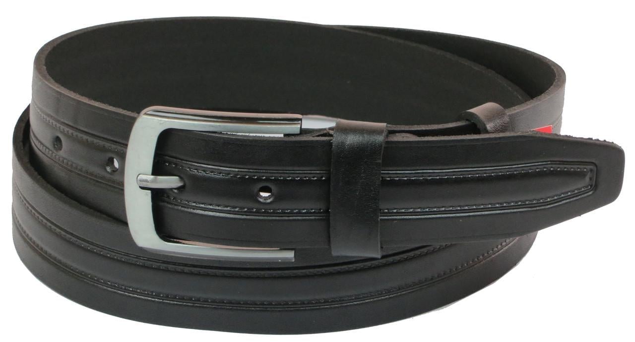 Ремень мужской Skipper 1080-40 под джинсы натуральная кожа 4 см Черный