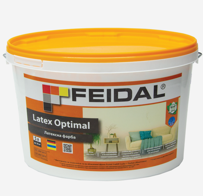Краска латексная Feidal Latex Optimal тонированная 5 л - фото 1 Краска латексная Feidal Latex Optimal тонированная 5 л - фото 1