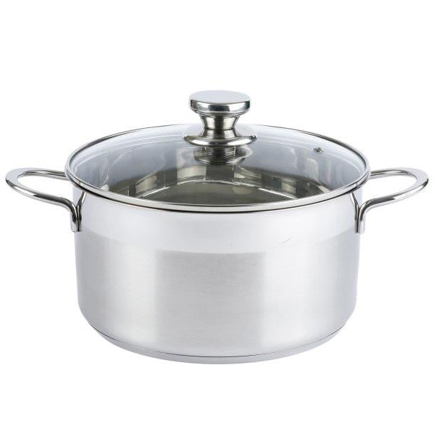 Кастрюля со стеклянной крышкой Axentia Brilliant d 24 см 5,8 л из нержавеющей стали 13 см (135942) - фото 1