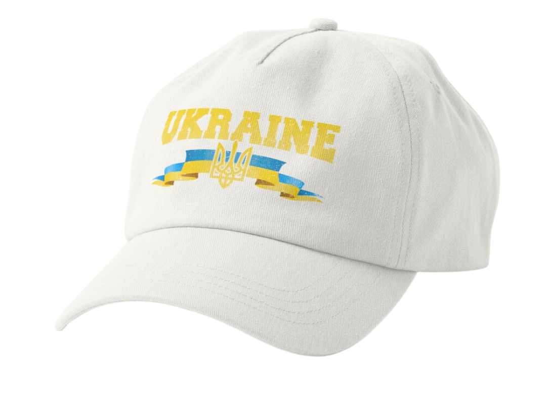 Кепка унисекс Malfini с патриотическим принтом Ukraine лента герб Белый (УКР180К-1667923997)
