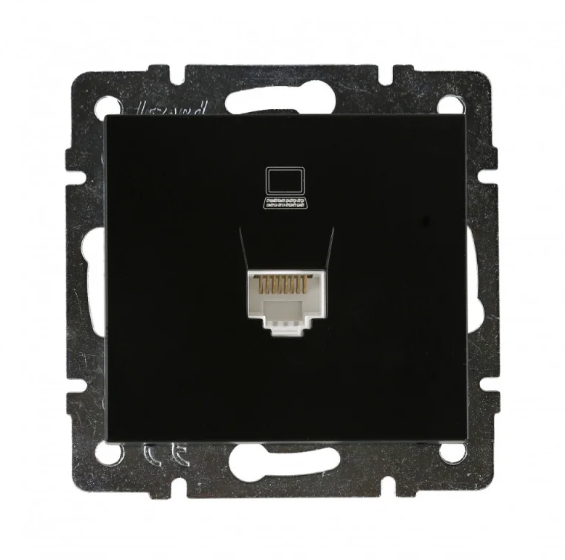 Розетка комп'ютерна одинарна Lezard Rain Антрацитовий (26496780)