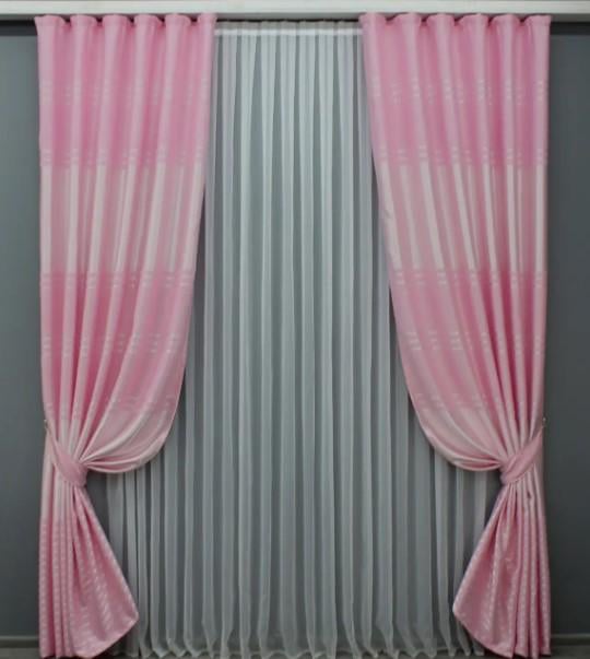Комплект штор софт 1,5х2,7 м 2 шт. Розовый (1414ш)