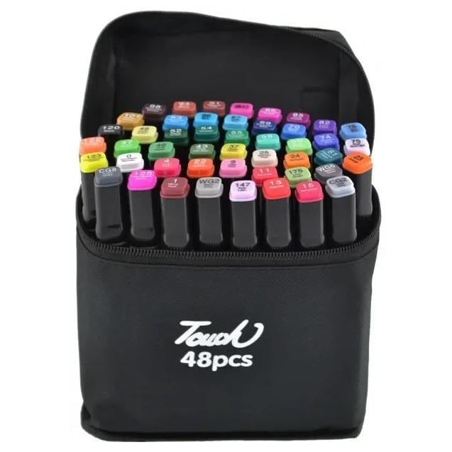 Набор скетч маркеров двухсторонний Kayfovo MA-12 для рисования с чехлом 48 шт. (28920)