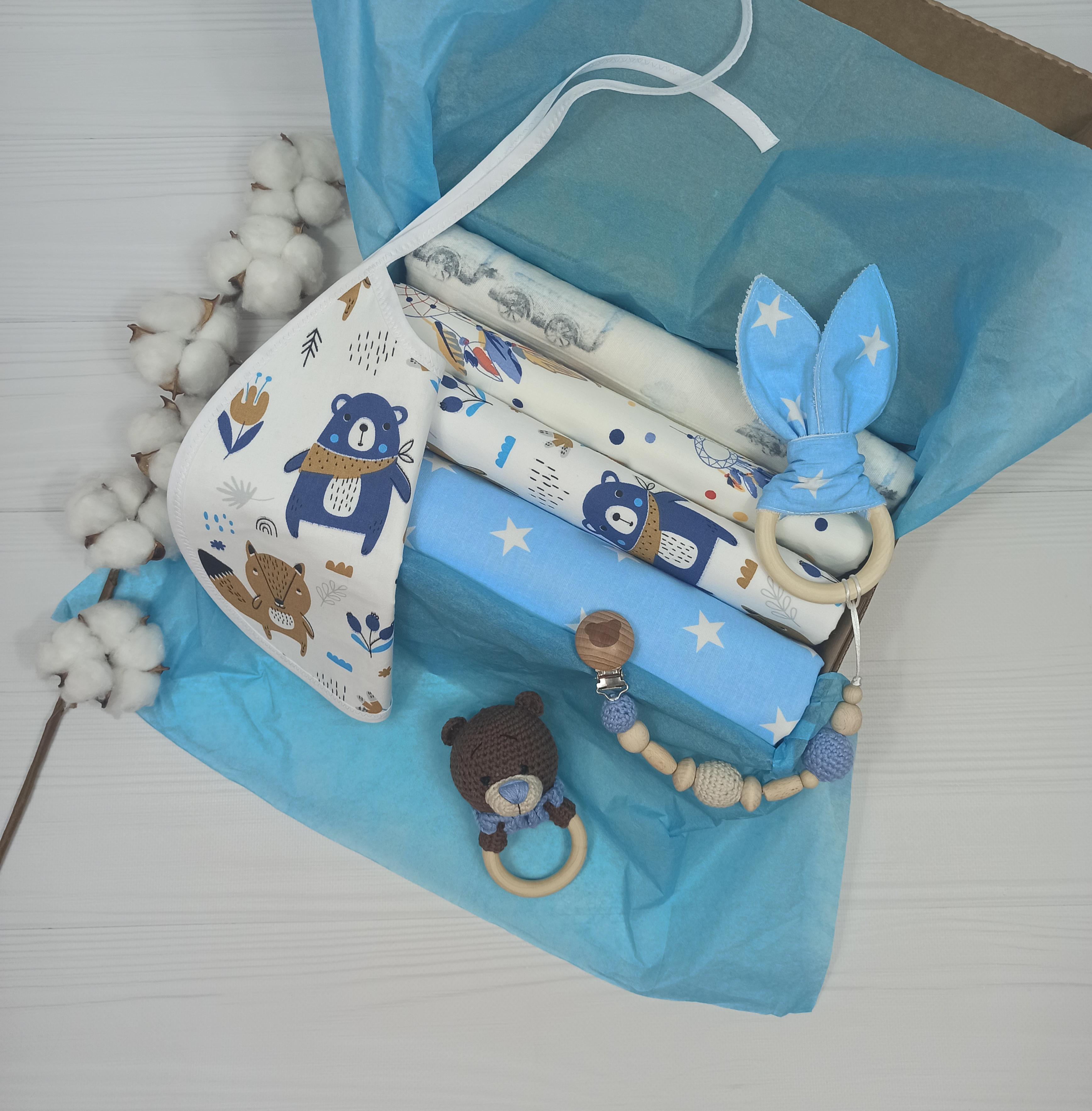 Набор пеленок a.l.babybox Лесные жители на лужайке 8 шт. Голубой (18237411) Набор пеленок a.l.babybox Лесные жители на лужайке 8 шт. Голубой (18237411)