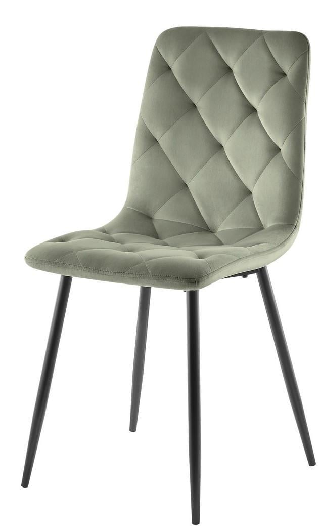 Стілець кухонний ANETTE металевий каркас чорний тканина оксамит Оливковий (ANETTEOL)