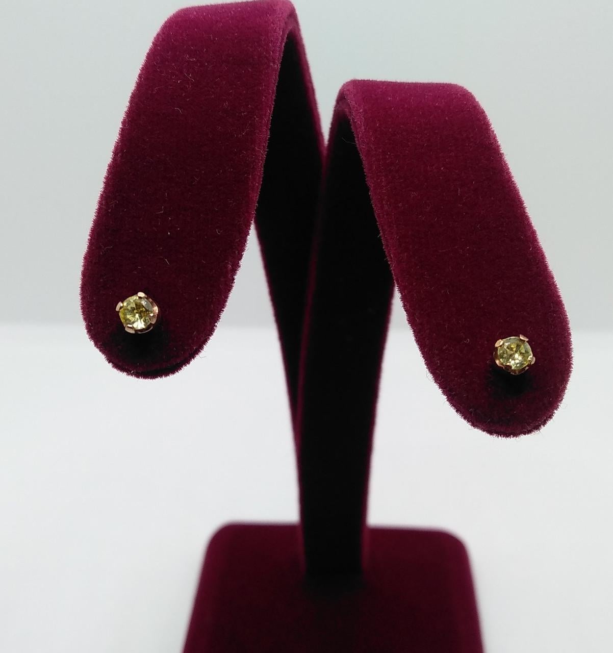 Серьги серебро позолоченное пусеты имитация цитрин 925° 1,10 г (012414)