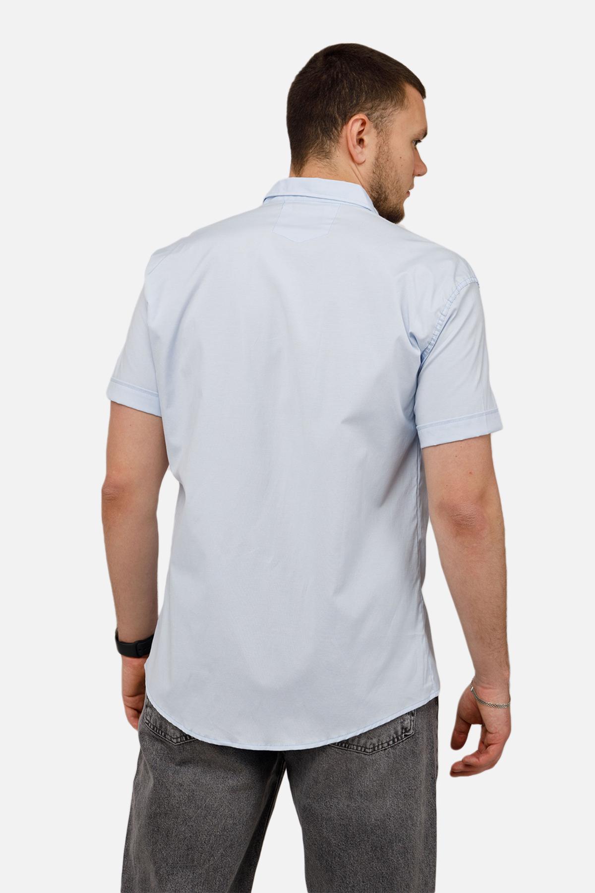 Сорочка чоловіча ЦБ-00250761 з коротким рукавом р. 52 Блакитний (SKT000994241) - фото 4 Сорочка чоловіча ЦБ-00250761 з коротким рукавом р. 52 Блакитний (SKT000994241) - фото 4