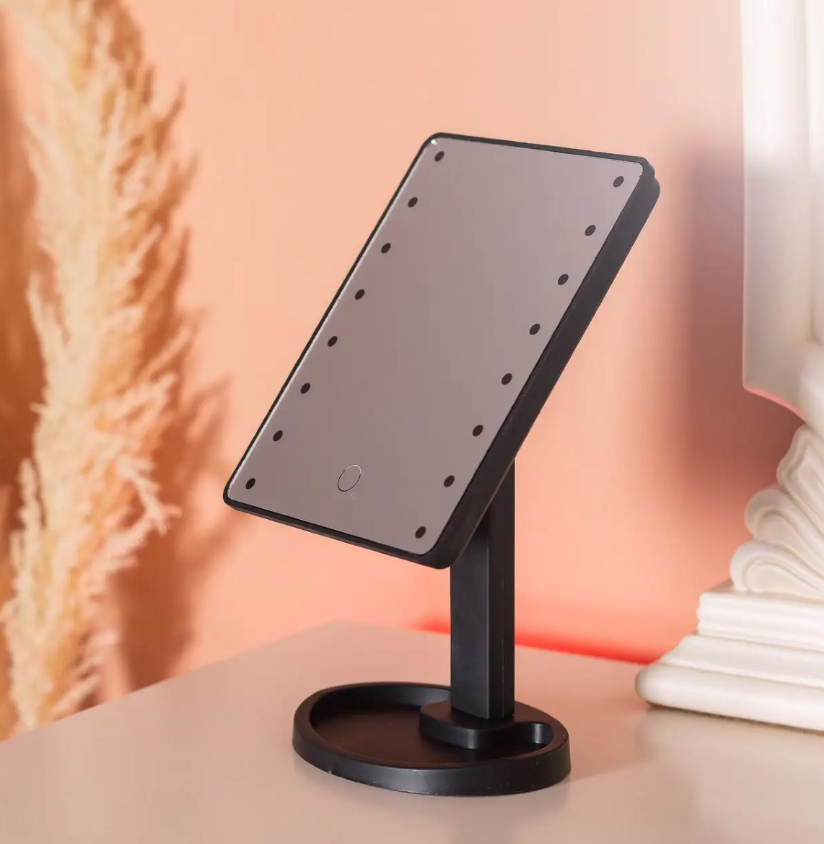 Косметичне дзеркало з LED-підсвіткою 16 світлодіодів Чорний (29901135) - фото 3