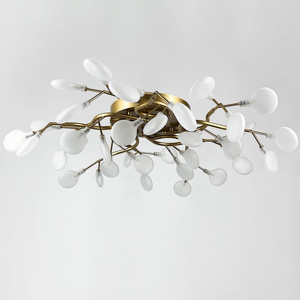 Люстра на 35 белых лепестков-плафонов Золотистый (H 686/35 NEW GD+FR)