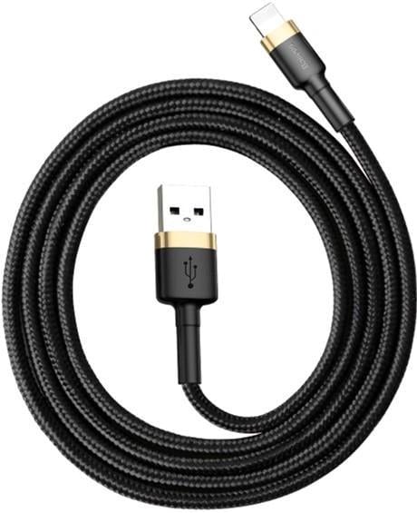 Кабель для быстрой зарядки BASEUS Cafule Cable USB to Lightning 2,4 A 1 м Black/Gold (CALKLF-BV1) - фото 5 Кабель для быстрой зарядки BASEUS Cafule Cable USB to Lightning 2,4 A 1 м Black/Gold (CALKLF-BV1) - фото 5