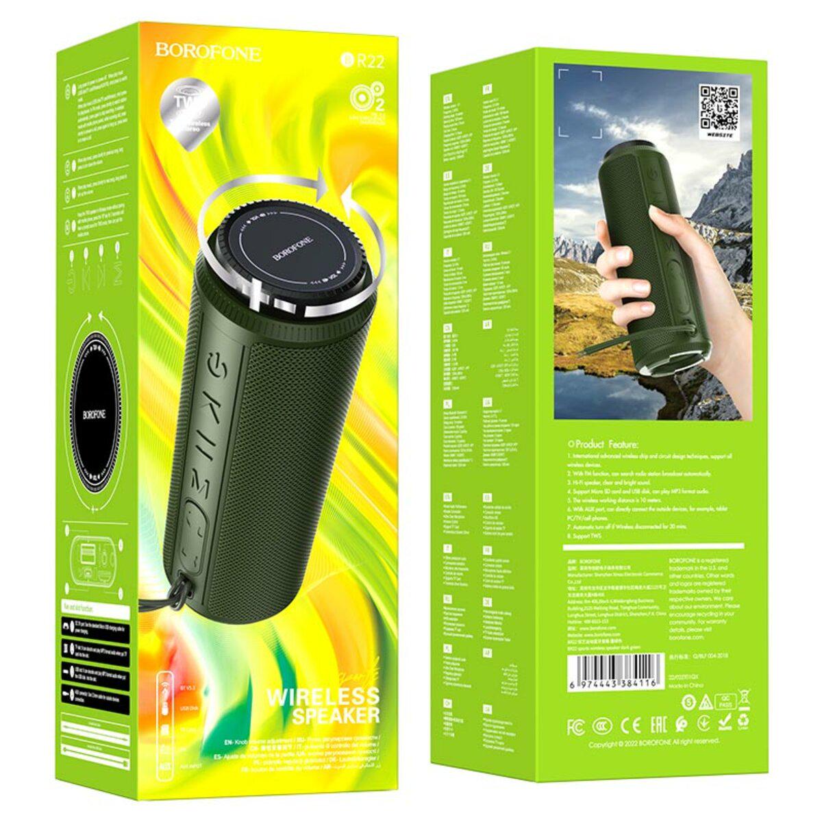 Портативна колонка Borofone BR22 sports wireless speaker 1200 mAh Dark Green (19100319) - фото 2