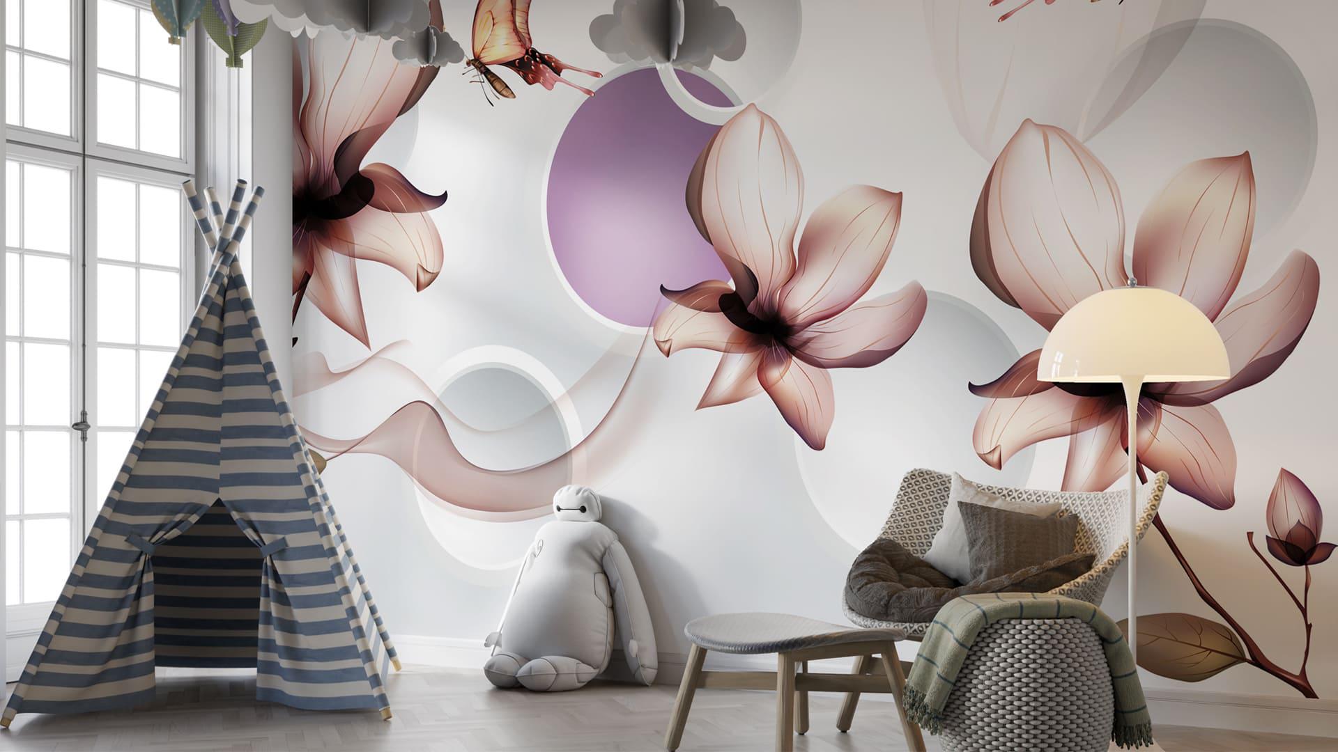 Фотообои флизелиновые Styleo Print-walls Стилизованные цветы 0158 400х250 см (Pw-0158/4)