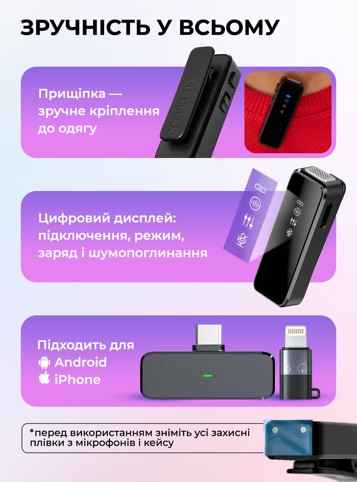ᐉ Микрофон беспроводной петличный OnePro с ветрозащитной насадкой ...