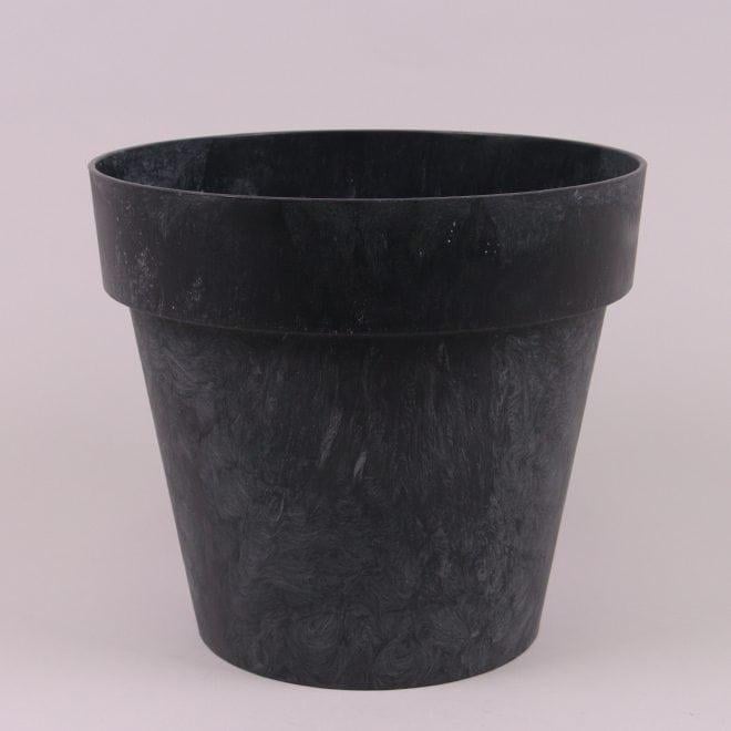 Горшок пластмассовый Flora Cube Beton Effect 11 см Антрацитовый (90325)