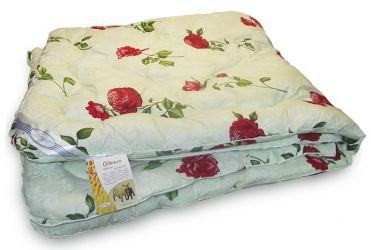Одеяло двуспальное из овечьей шерсти Лери Макс Gold Розочки на салатовом