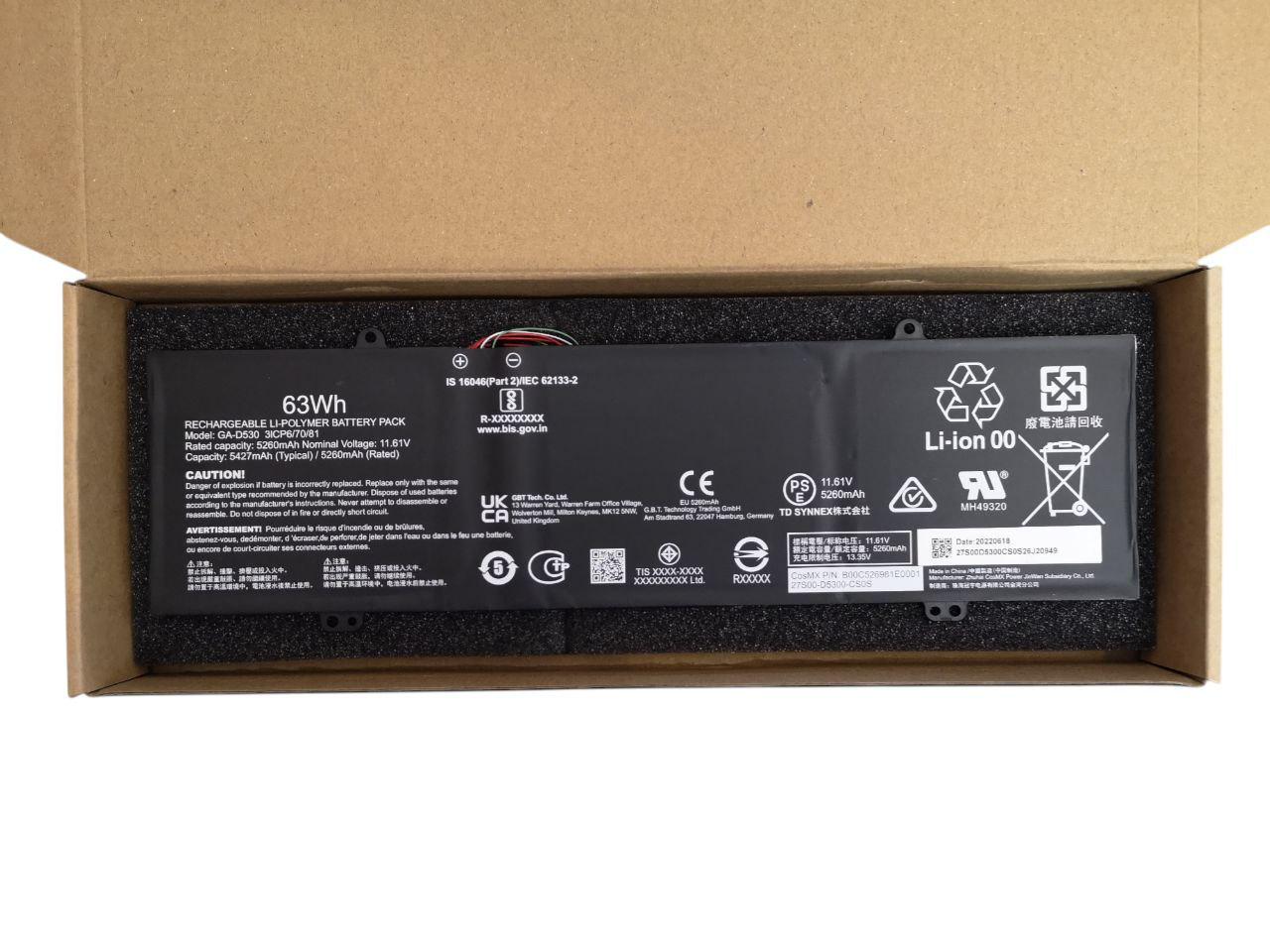 Акумулятор для Gigabyte Aero 14 OLED BMF/GA-D530 5427mah 63Wh