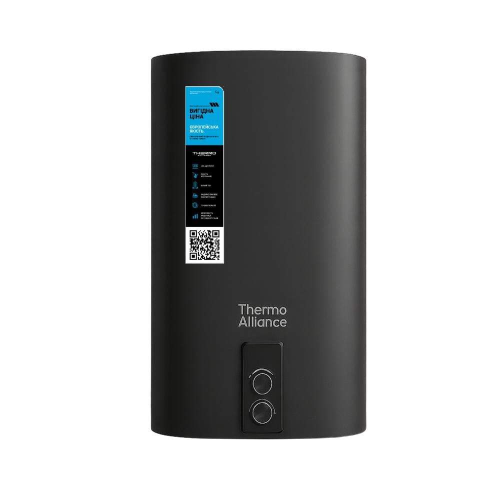 Водонагреватель электрический Thermo Alliance плоский, вертикальный сухой ТЭН 2 кВт 0,8+1,2 80 л Black (DT80V20GPDD2B)