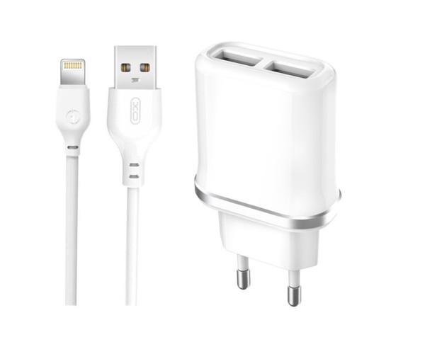 Устройство зарядное сетевое Xo L52 2 Usb Lightning 2,1 A 1 м White